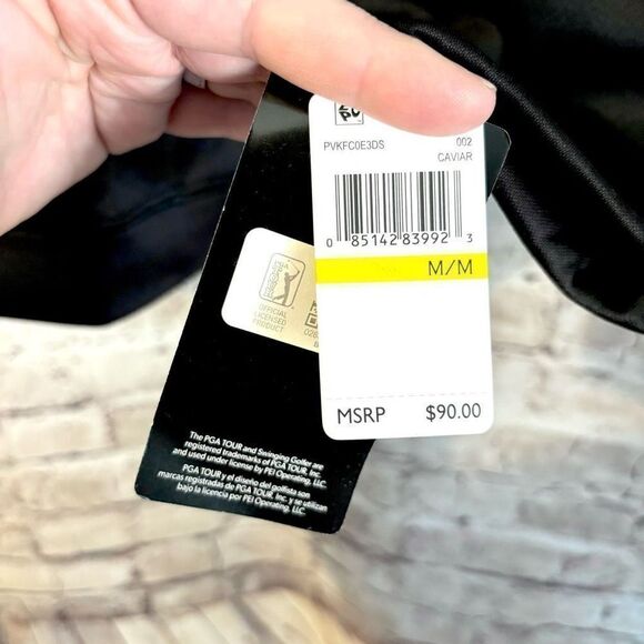 PGA Tour Men's Pro Knit 1/4 Zip Golf Hoodie Pullover Black Quilted Size Medium - Picture 3 of 7